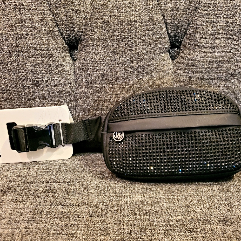 Steve Madden Black Rhinestone Fanny Pack. *brand new**